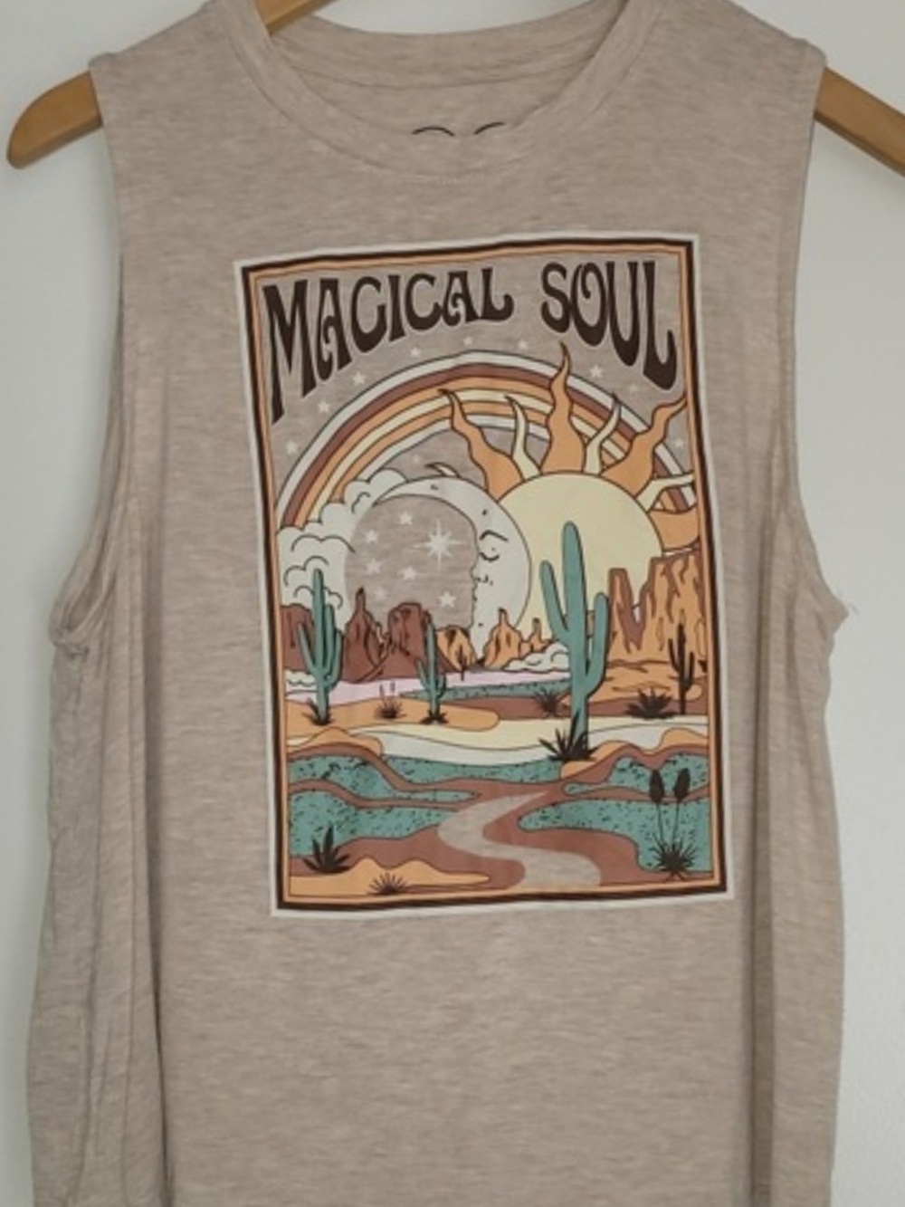 ✨️Obsessive Love, Magical Soul, Desert Graphic Tank Top - Oatmeal Beige, Sz. XL!